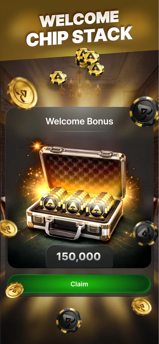 Welcome bonus case with 150,000 chips